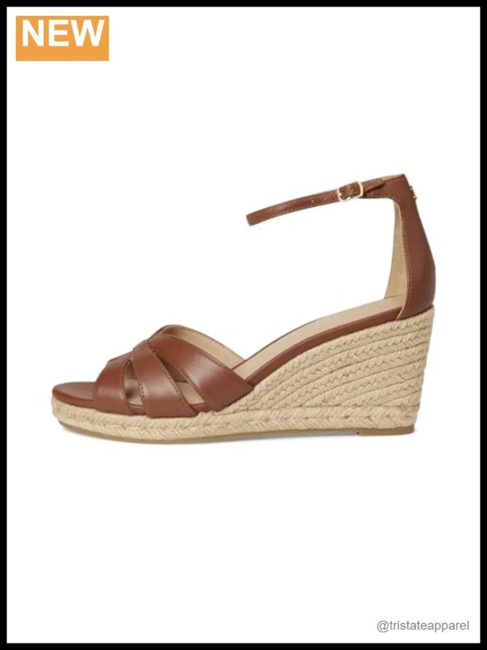 Nappa Leather Espadrille Wedge Sandal with Buckle Ankle Strap